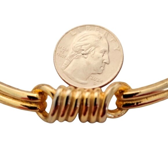 Gold Tone Twisted Wire Bangle Necklace approx. 15" Hook Closure Choker - Picture 5 of 6